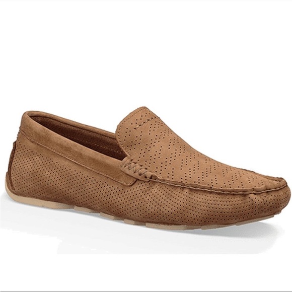 UGG Henrick Tan Men’s Suede Perforated Treadlite Loafer Driving Shoes Size 8 - Picture 1 of 11